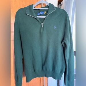 Polo Ralph Lauren Men's Green 1/4 Zip-Up Sweater Large